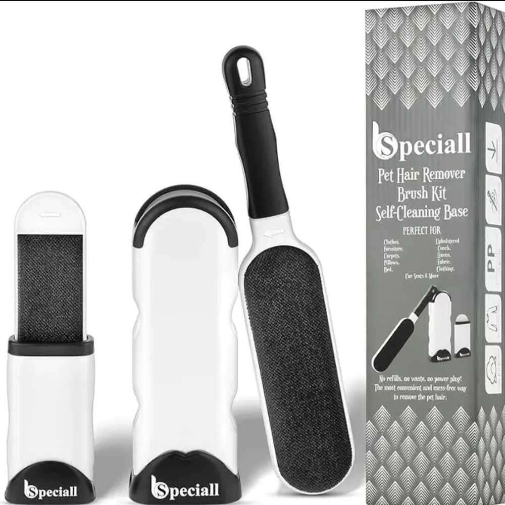 Pet Hair Remover Brush Kit - Black and White